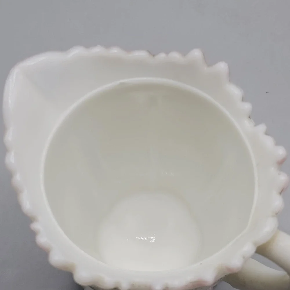 Vintage‎ EAGP Dithridge Creamer & Sugar Bowl White Milk Glass Roses Hand Painted